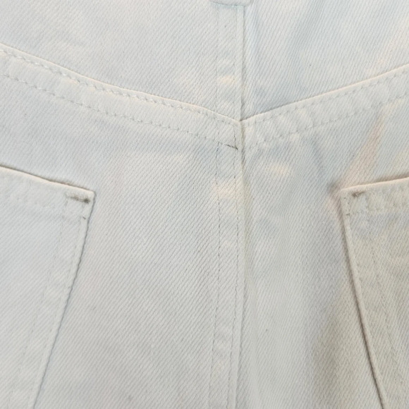 Madewell White Rigid Denim Button Front A Line Raw Hem Mini Skirt Sz 33 - Picture 4 of 6